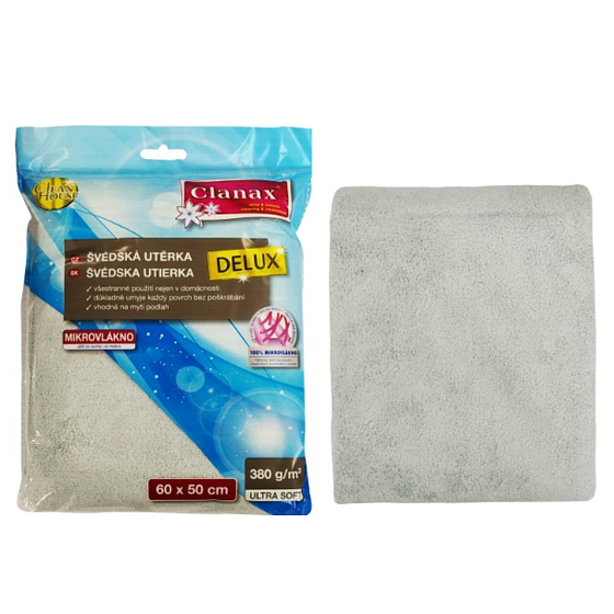 Clanax Delux Švédská utěrka mikrovláko silver 60 x 50 cm 380 g