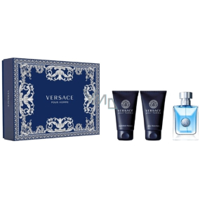 Versace pour Homme toaletní voda 50 ml + balzám po holení 50 ml + šampon na vlasy a tělo 50 ml, dárková sada pro muže