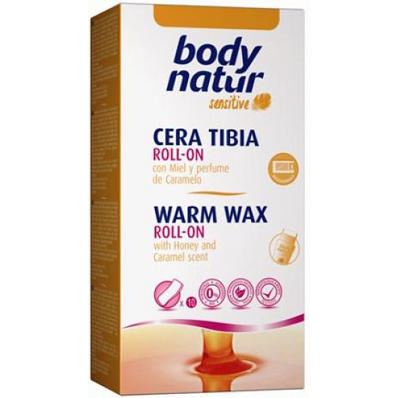 Body Natur Sensitive Med a Karamel teplý epilační vosk s aplikátorem roll-on120 ml