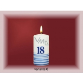 Lima Jubilejní 18 let svíčka bílá zdobená 50 x 100 mm 1 kus