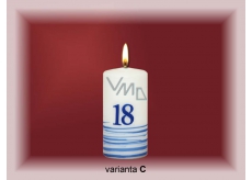 Lima Jubilejní 18 let svíčka bílá zdobená válec 50 x 100 mm 1 kus