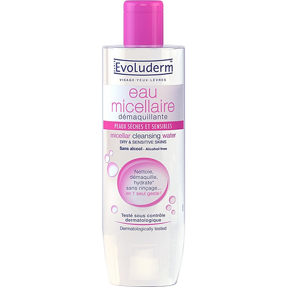 Evoluderm Micellar Cleansing Water čisticí micelární voda pro suchou a citlivou pokožku 250 ml
