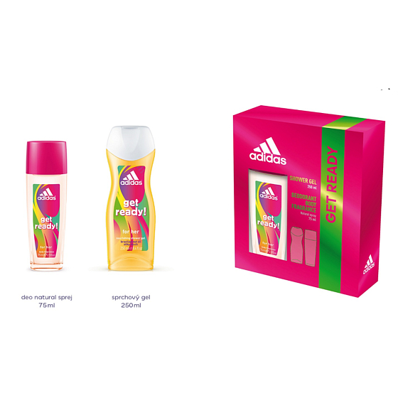 Adidas Get Ready! for Her parfémovaný deodorant sklo 75 ml + sprchový gel 250 ml, kosmetická sada pro ženy