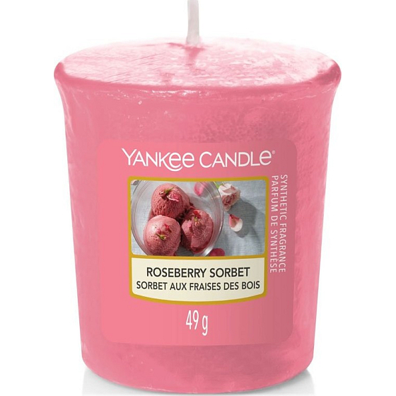 Yankee Candle Roseberry Sorbet - Růžový sorbet vonná svíčka votivní 49 g