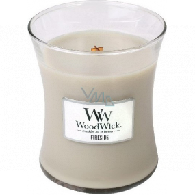 WoodWick Fireside - Oheň v krbu vonná svíčka s dřevěným knotem a víčkem sklo střední 275 g