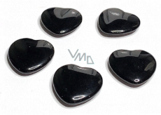 Obsidian černý Hmatka, léčivý drahokam ve tvaru srdce přírodní kámen 3 cm 1 kus, kámen záchrany