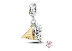 Charm Sterlingové stříbro 925 Egypt Pyramida + Mumie, 2v1 přívěsek na náramek cestování