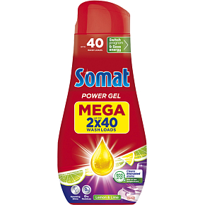 Somat gel do myčky All in 1 Lemon & Lime. 2× 720 ml, 80 dávek