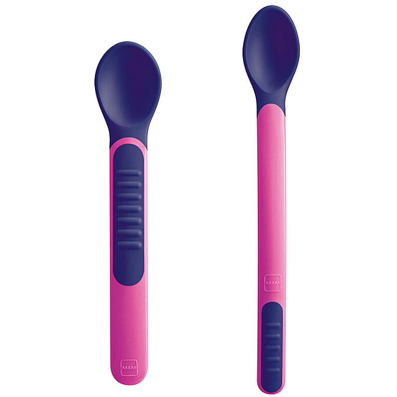Mam Feeding Spoons & Cover 2 fázová krmící lžička s ochranným krytem 6+ měsíců Růžová 1 sada