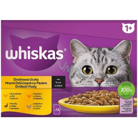 Whiskas Drůbeží hody ve šťávě kuře, kachna, drůbež, krůta kapsičky ve šťávě 12 x 85 g