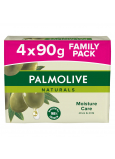 Palmolive Naturals Olive Milk tuhé toaletní mýdlo 3 + 1 kus 90 g