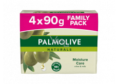 Palmolive Naturals Olive Milk tuhé toaletní mýdlo 3 + 1 kus 90 g