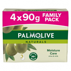 Palmolive Naturals Olive Milk tuhé toaletní mýdlo 3 + 1 kus 90 g