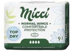 Micci Normal Wings Top Dry intimní vložky s křidélky 9 kusů