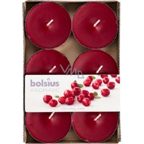 Bolsius Aromatic Maxi Wild Cranberry s vůní brusinek vonné čajové svíčky 6 kusů, doba hoření 8 hodin