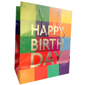 BSB Luxusní dárková papírová taška 26 x 33,5 x 13,5 cm Happy Birthday