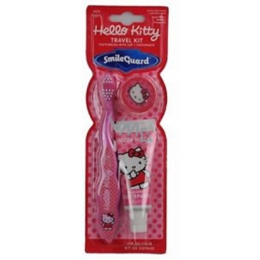 Hello Kitty Měkký kartáček na zuby 3+ + Jahoda zubní pasta 28 ml pro děti dárková sada