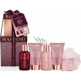 Baylis & Harding Brusinkové Martini mycí gel 100 ml + sprchový krém 100 ml + tělové mléko 50 ml + krém na ruce 50 ml + koupelové krystalky 25 g + mycí žínka, kosmetická sada