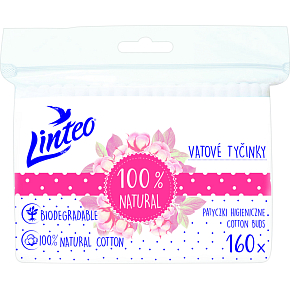 Linteo Natural vatové tyčinky papírové sáček 160 ks