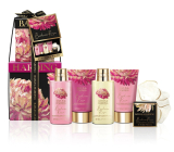 Baylis & Harding Tajemná růže mycí gel 100 ml + sprchový krém 100 ml + tělové mléko 50 ml + krém na ruce 50 ml + sůl do koupele 25 g + mycí houba, kosmetická sada pro ženy