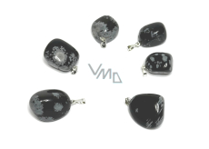 Obsidian vločkový Troml přívěsek přírodní kámen, 2,2-3 cm, 1 kus, kámen záchrany