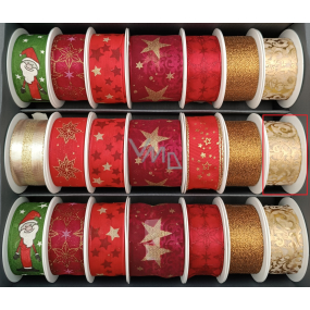 Nekupto Stuha látková vánoční Zlaté ornamenty 25 mm x 2,5 m