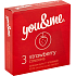 You & Me Strawberry průhledný lubrikovaný kondom s vůní jahod, 3 ks