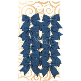 Mašle textil modrá dekorace 5,5 cm 12 kusů