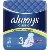Always Classic Night hygienické vložky s křidélky 8 kusů