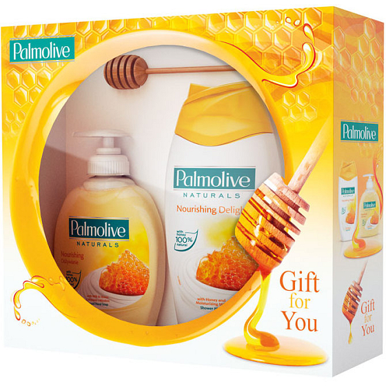 Palmolive Milk & Honey Přírodní hydratace tekuté mýdlo 300 ml + Milk & Honey sprchový gel 250 ml, kosmetická sada