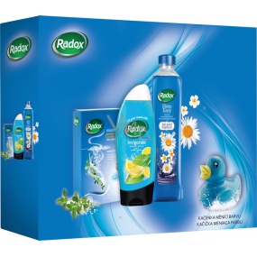 Radox Invigorate sprchový gel 250 ml + Sleep Easy koupelová pěna 500 ml + Muscle Soak sůl do koupele 400 g + kačenka, kosmetická sada