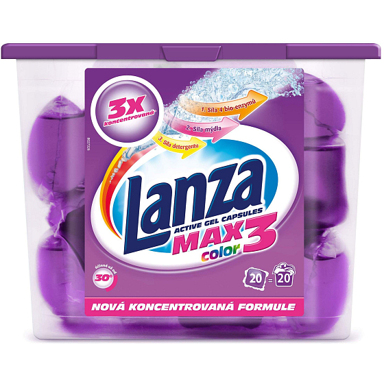 Lanza Max3 Color gelové kapsle na praní barevného prádla 20 kusů