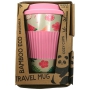 Cozy Time Bamboo Eco Flamingos bambusový ekologický termohrnek + silikonové víčko růžový 450 ml