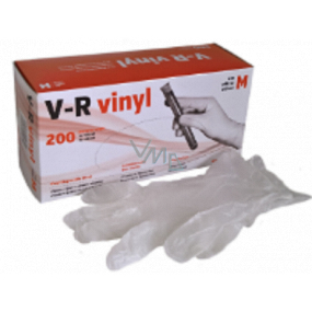 V-R Rukavice Vinyl jednorázové bezprašné pravolevé velikost M box 200 kusů