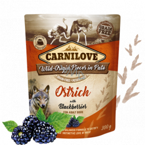 Carnilove Dog Pouch Paté Pštros s ostružinami bezobilné kapsičky pro dospělé psy 300 g