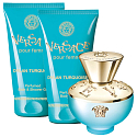 Versace Dylan Turquoise toaletní voda pro ženy 50 ml + tělový gel 50 ml + sprchový gel 50 ml, dárková sada pro ženy