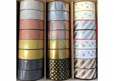 Ditipo Deco Glam páska dekorační Bílo-stříbrné pruhy 5 m x 15 mm