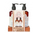 Sunkissed Hand Wash Set 95% Natural Kind mycí gel na ruce 280 ml + mléko na ruce 280 ml + piniový podnos, kosmetická sada pro ženy