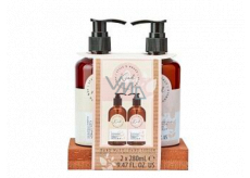 Sunkissed Hand Wash Set 95% Natural Kind mycí gel na ruce 280 ml + mléko na ruce 280 ml + piniový podnos, kosmetická sada pro ženy