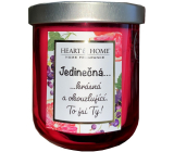 Heart & Home Svěží grep a černý rybíz sójová vonná svíčka s nápisem Jsi jedinečná 110 g