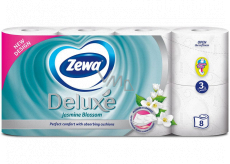 Zewa Deluxe Aqua Tube Jasmine Blossom parfémovaný toaletní papír 150 útržků 3 vrstvý 8 kusů, rolička, kterou můžete spláchnout