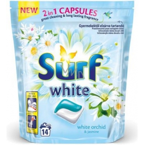 Surf White Orchid & Jasmine 2v1 kapsle na praní na bílé prádlo 14 dávek 337 g