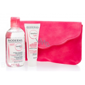 Bioderma Sensibio H2O micelární odličovací voda pro citlivou pleť 250 ml + Sensibio Light krém 40 ml + taštička