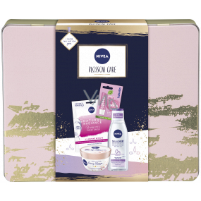 Nivea Blossom Care micelární voda 200 ml + tělové suflé 200 ml + pleťová maska 1 kus + Labello Soft Rosé balzám na rty 4,8 g + plechová krabička, kosmetická sada