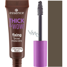 Essence Thick & Wow! řasenka na obočí s vlákny 03 Brunette Brown 6 ml