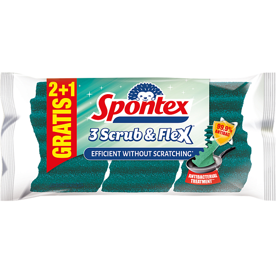 Spontex Scrub & Flex extra ohybná houbička na nádobí 3 kusy