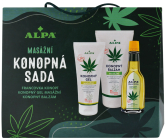 Alpa Konopný masážní balzám 150 ml + Konopný masážní gel 100 ml + Francovka Konopí Cannabis lihový bylinný roztok 160 ml, kosmetická sada