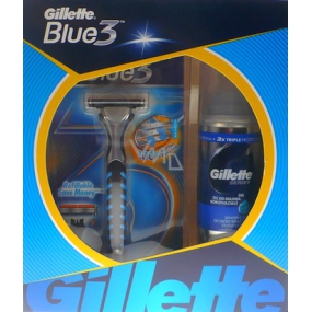 Gillette Blue 3 holicí strojek + gel na holení 75 ml, kosmetická sada pro muže