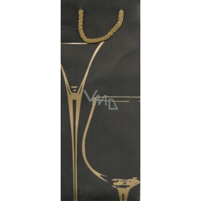 Nekupto Dárková papírová taška na láhev 36 x 12 x 9 cm Zlatá 1 kus 10130