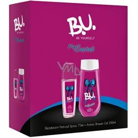B.U. My Secret parfémovaný deodorant sklo pro ženy 75 ml + sprchový gel 250 ml, kosmetická sada